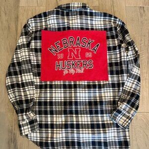 Nebraska Cornhuskers Custom Long Sleeve Flannel Shirt Men L